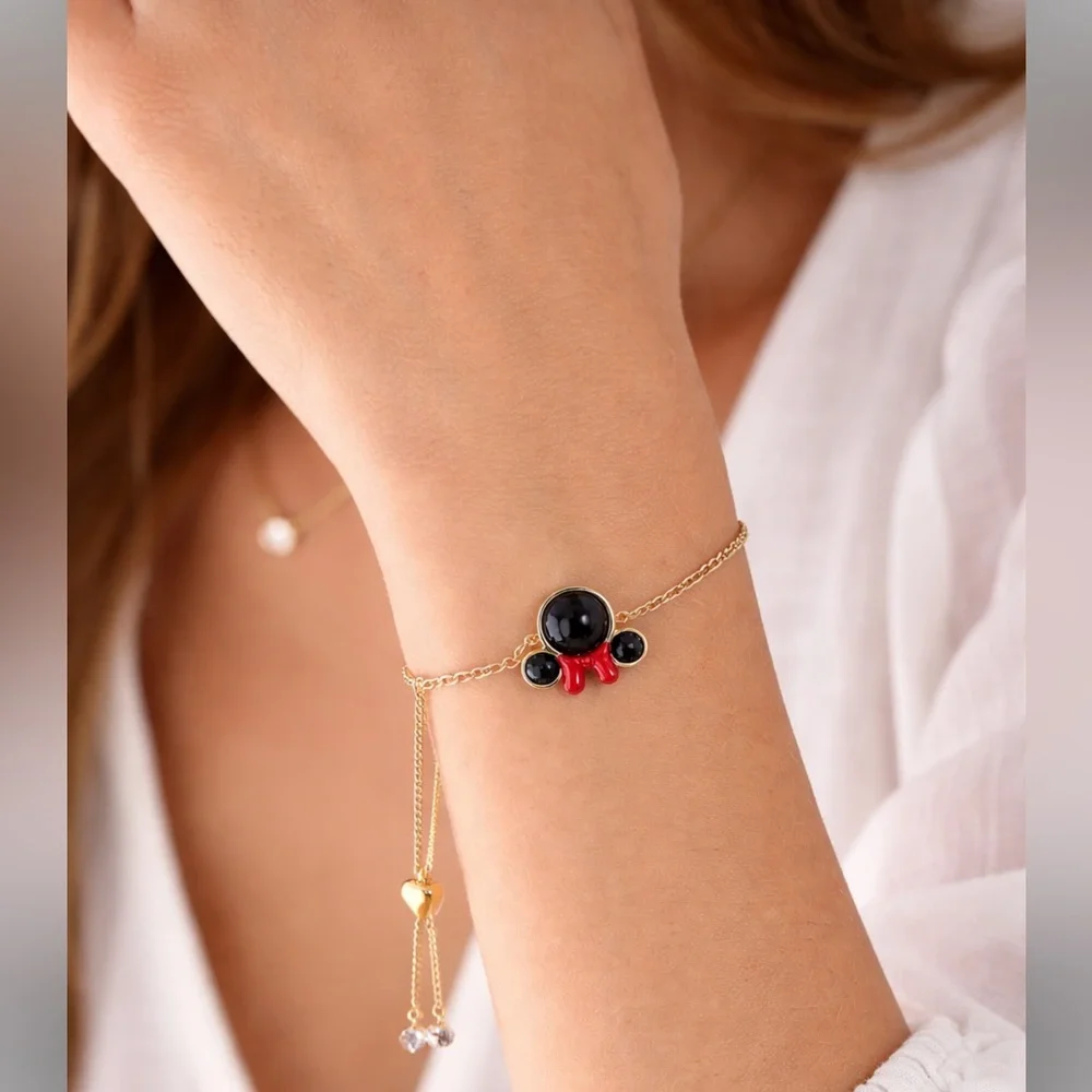 KATE SPADE NEW YORK MINNIE MOUSE SLIDE ADJUSTABLE BRACELET GOLD CZ DISNEY - Picture 3 of 7